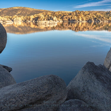Unrestricted boulder view into Watson Lake, AZ.