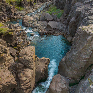 Ariel view of river in Iceland.