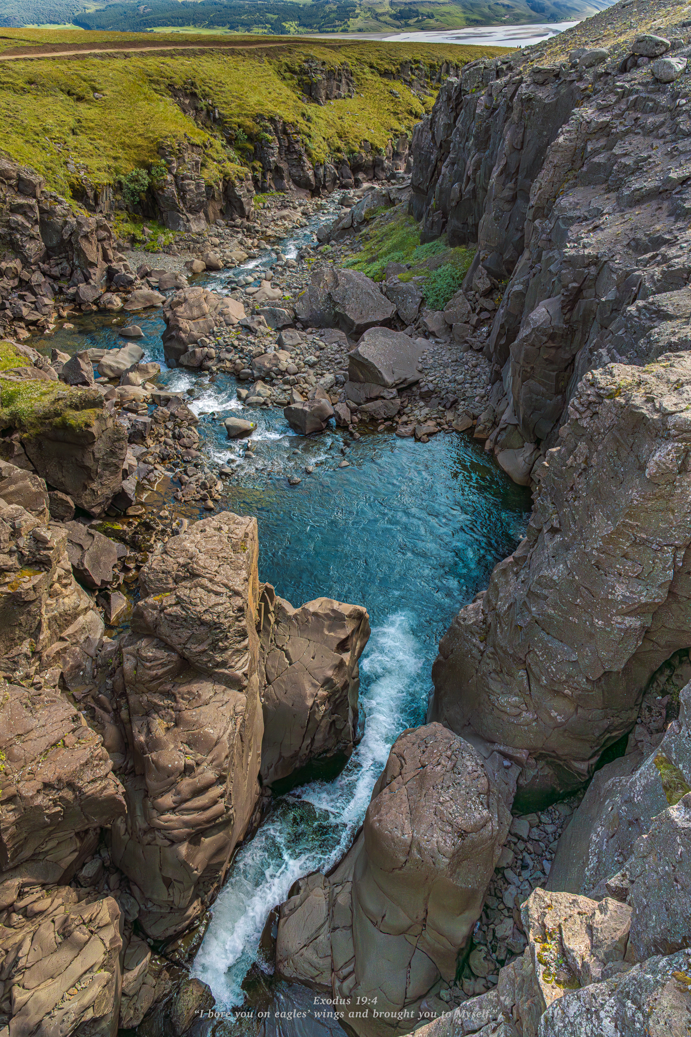 Ariel view of river in Iceland.