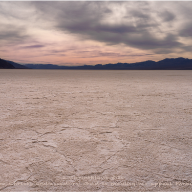 Salt bed in Death Valley with sunset